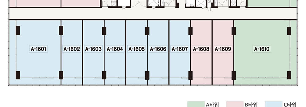A1601부터 A1610까지 확대, A1607은 A1606과 A1608 사이